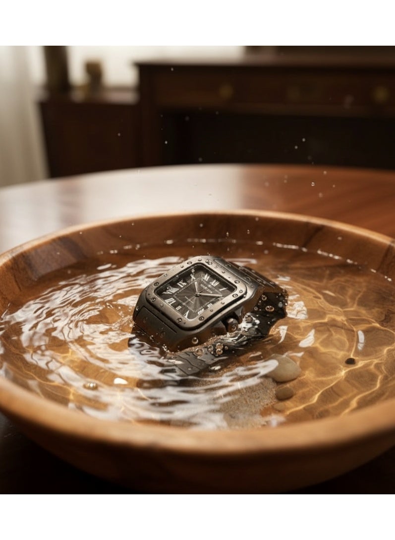 كارتييه ساعة كارتييه سانتوس رجالي – ميناء أسود وسوار معدني أسود - Image 3